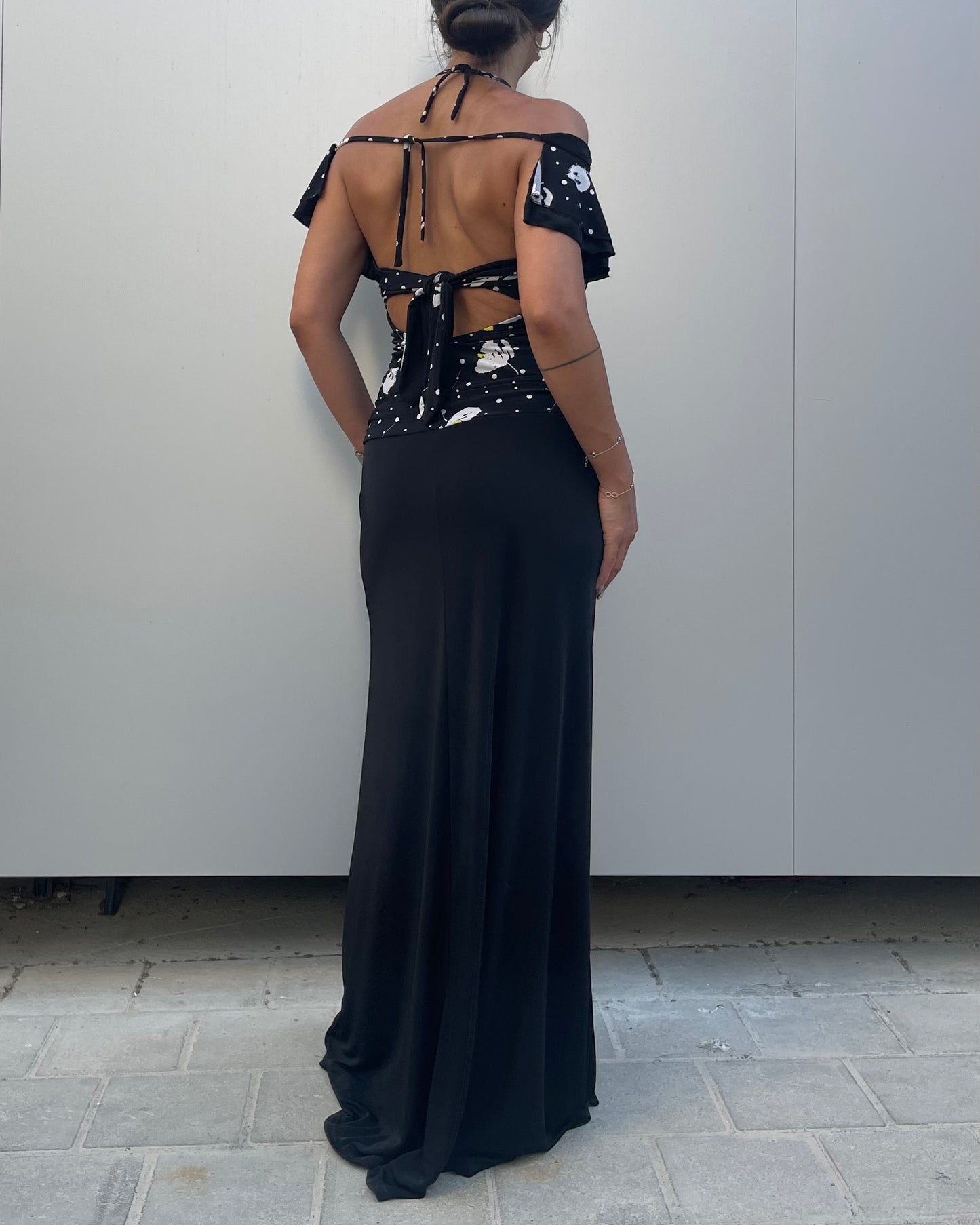 Halter tie back maxi dress