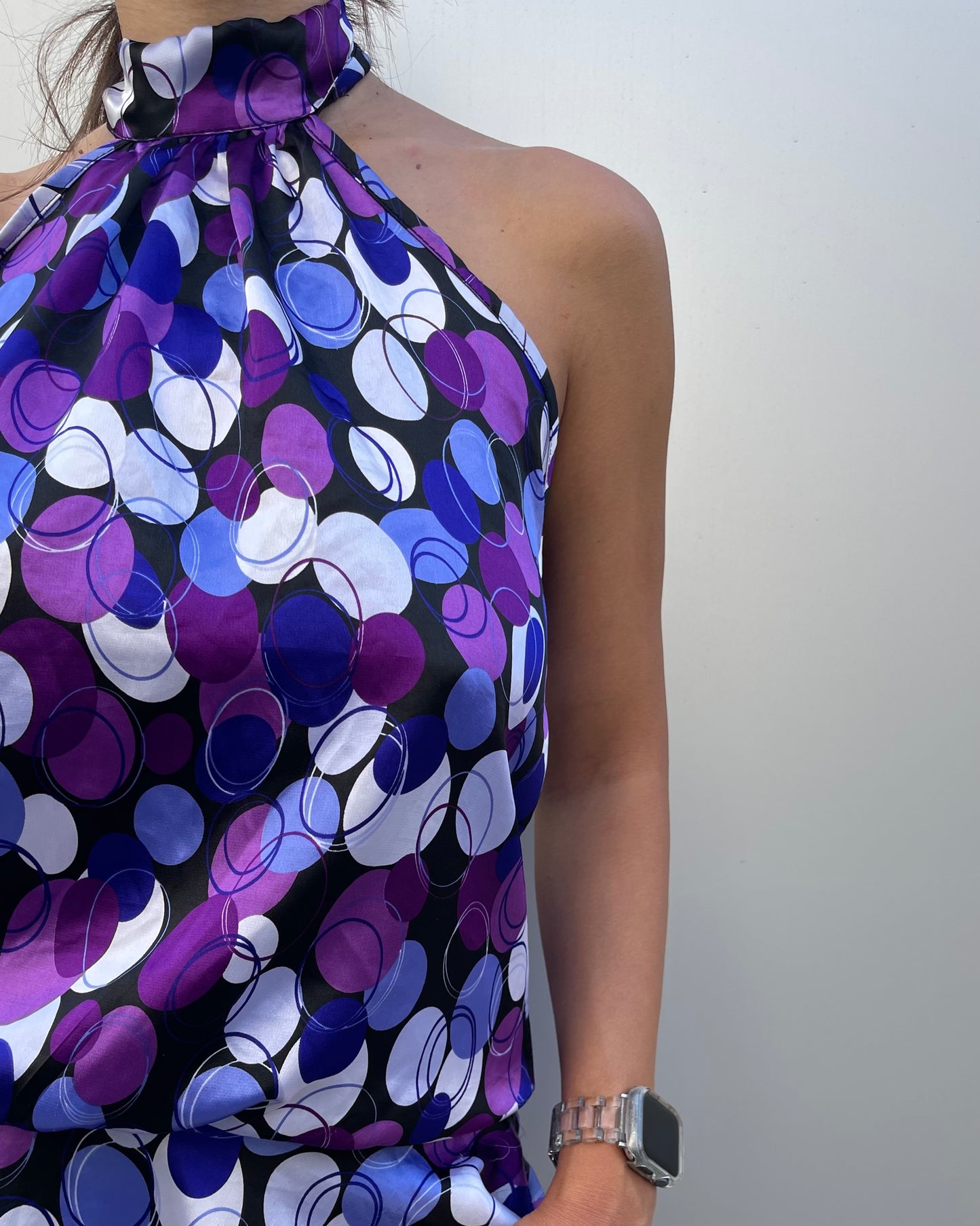 Halter neck balloon mini dress