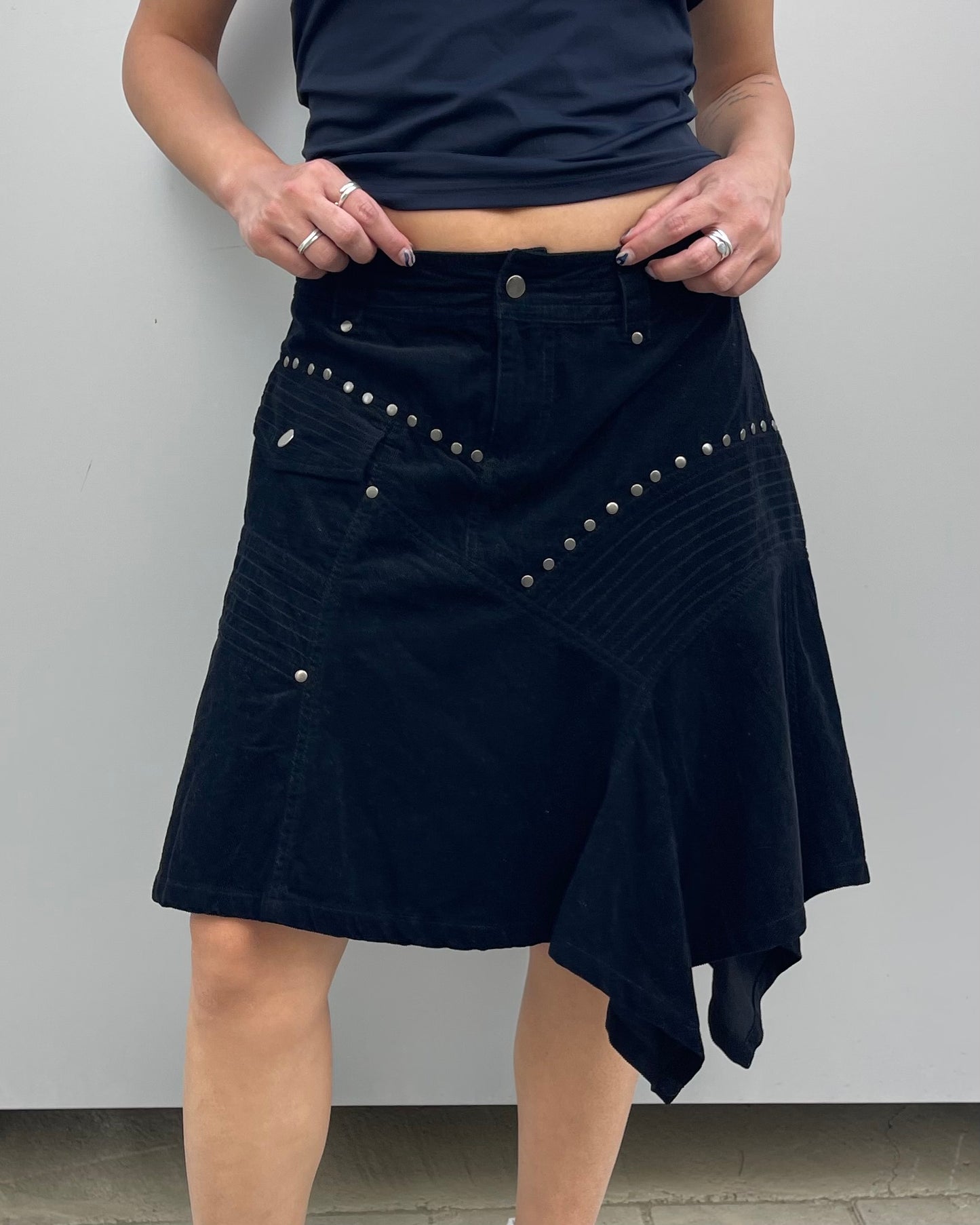 Asymmetrical corduroy skirt