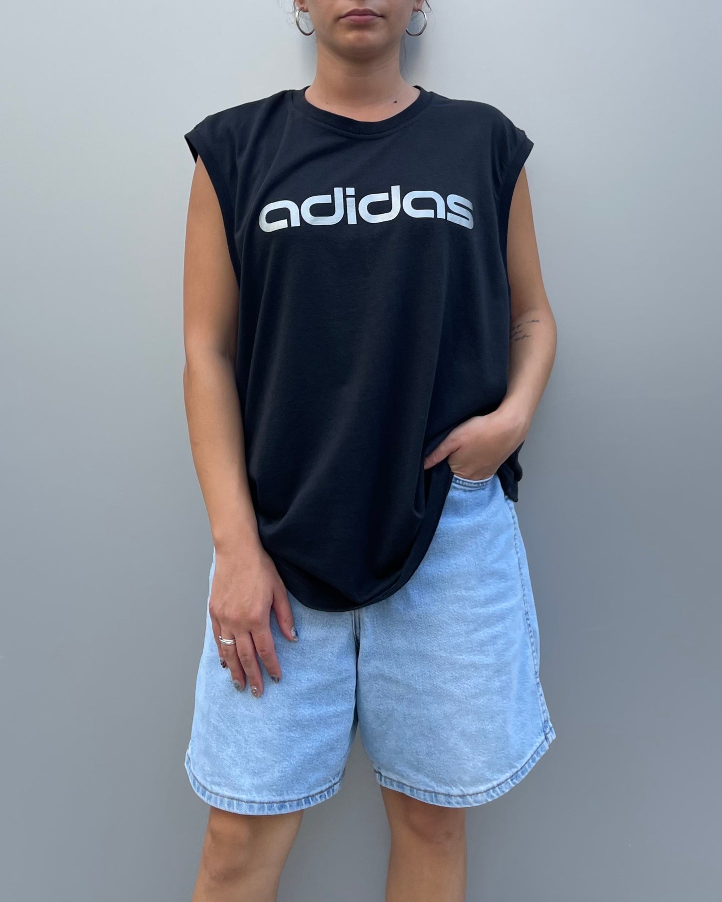 Adidas silver logo tank top