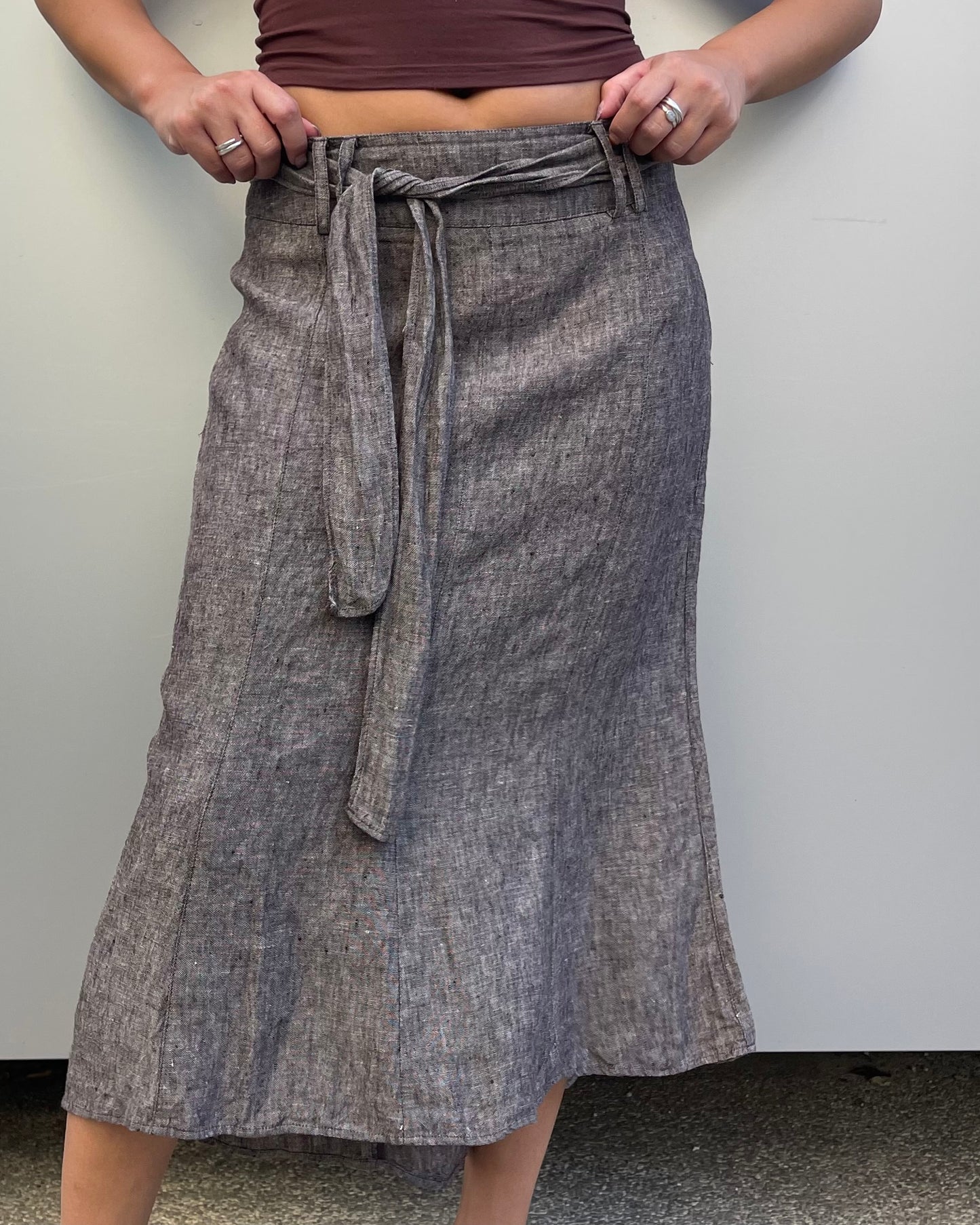 Linen midi skirt