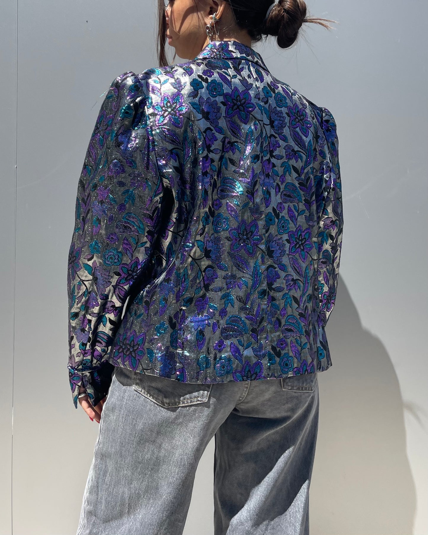 Metallic cropped blazer