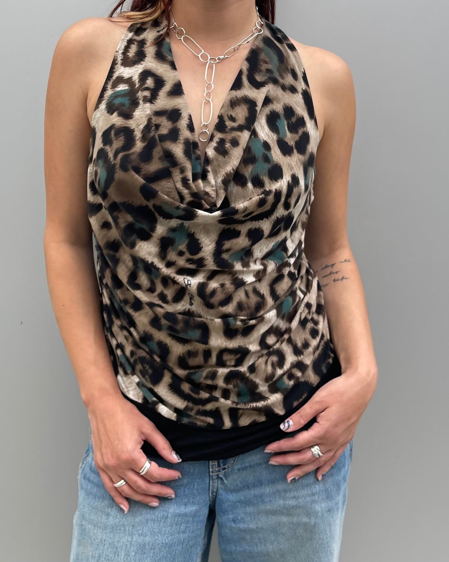 Draped leopard print top