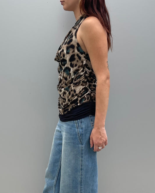 Draped leopard print top
