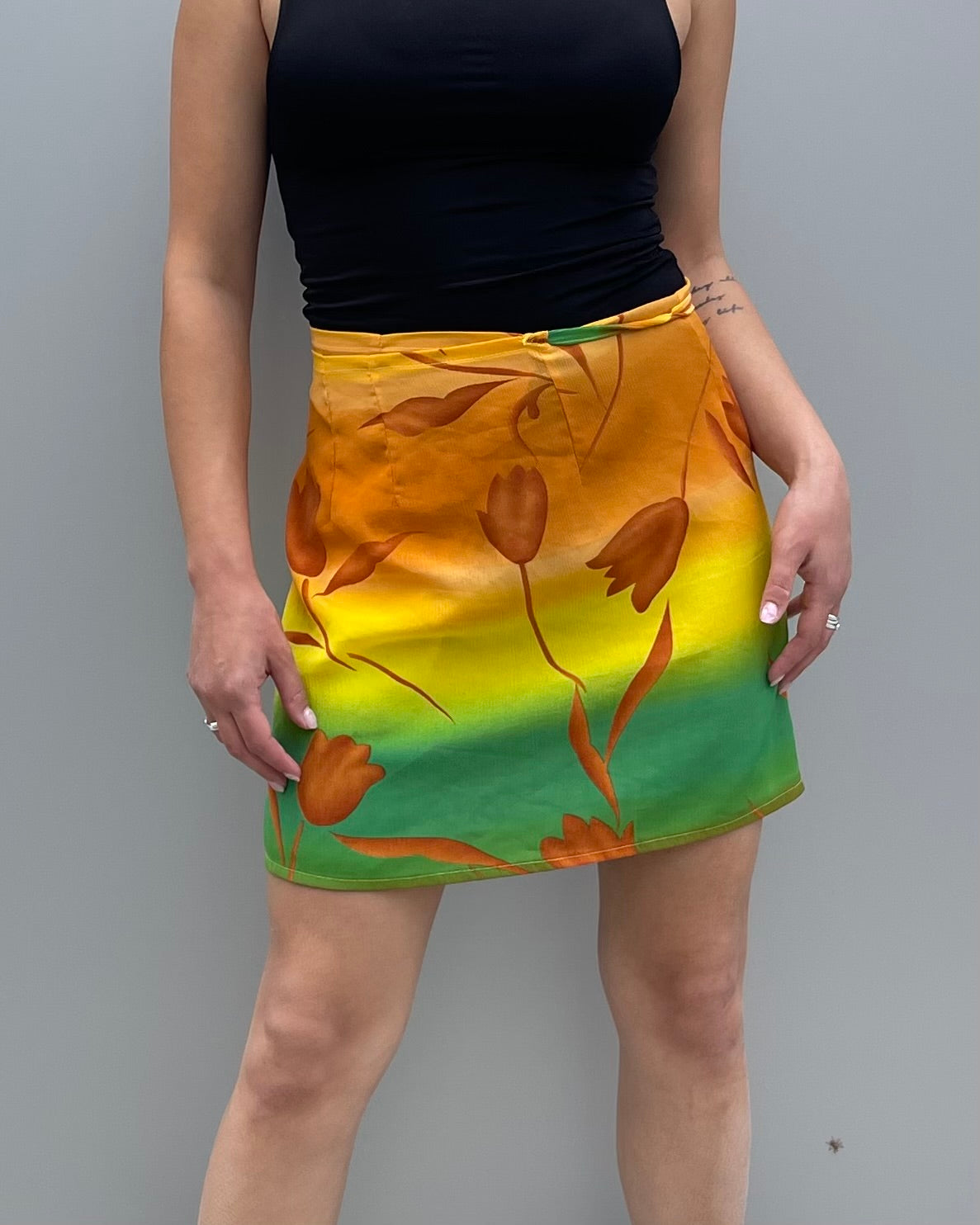 Mini mesh wrap skirt