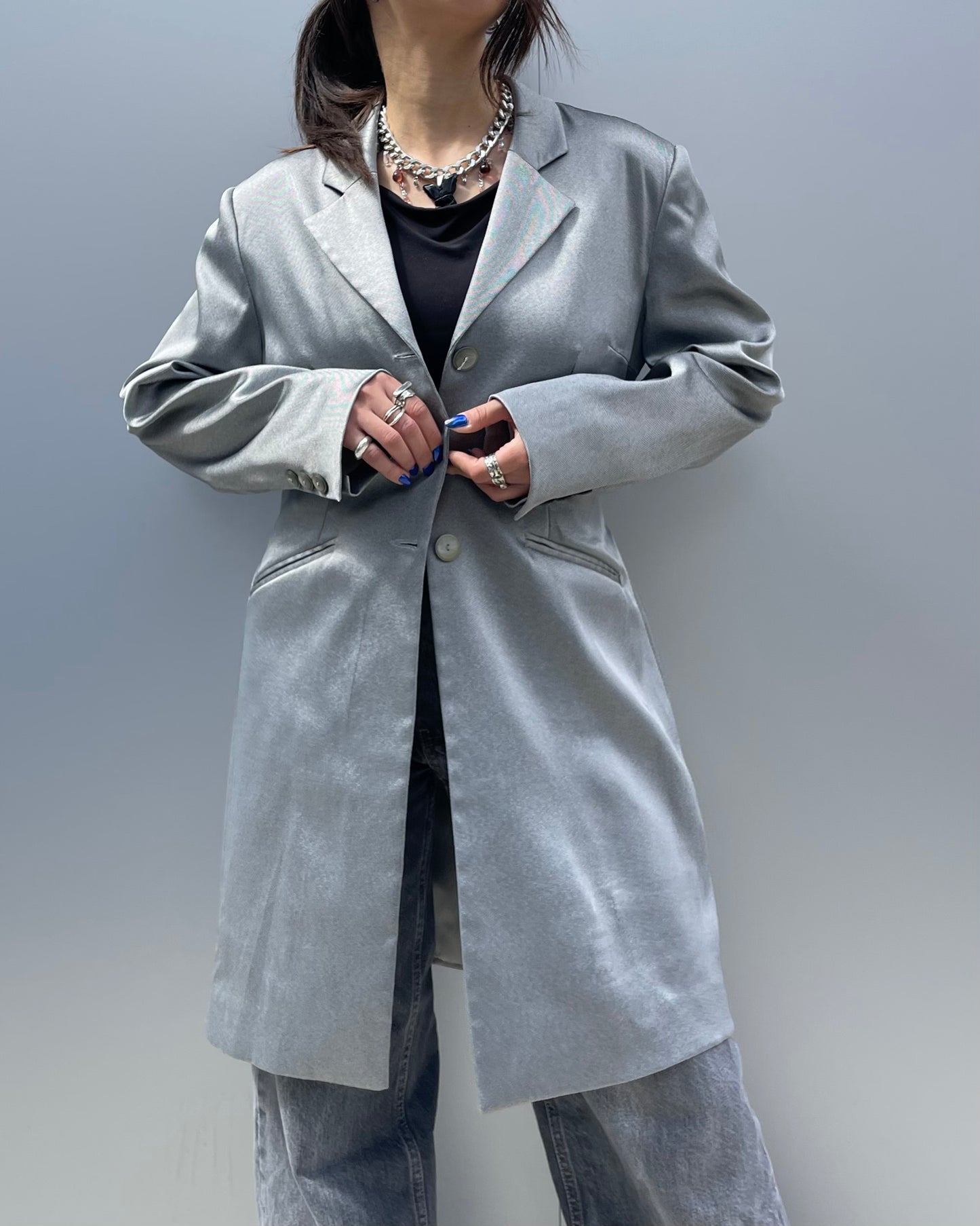 Metallic long blazer