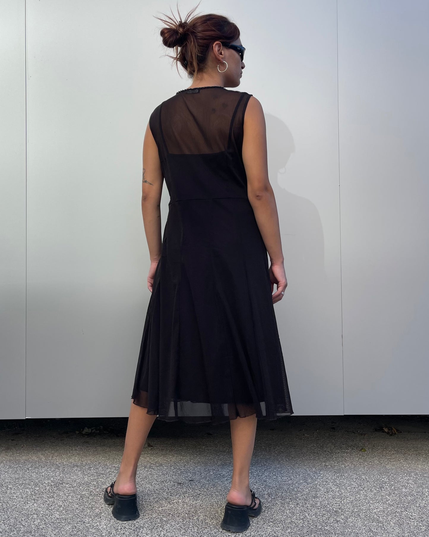 Mesh beaded midi dress