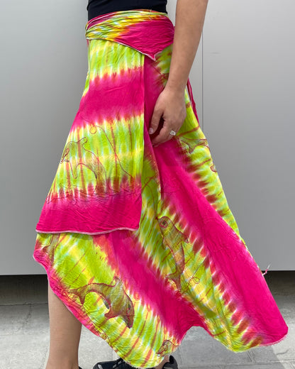 Asymmetrical midi wrap skirt