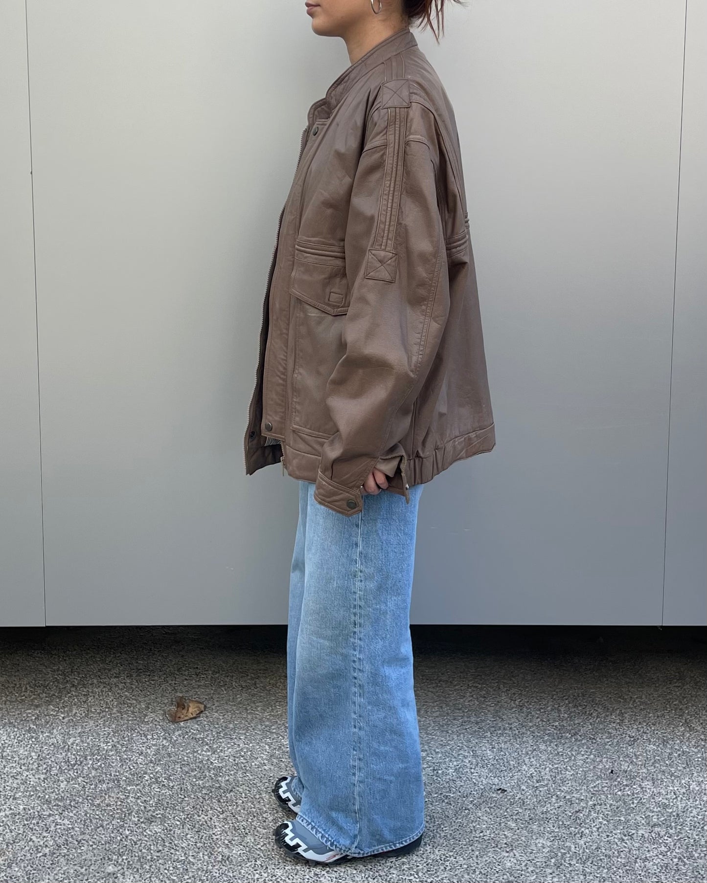 Real leather bomber jacket