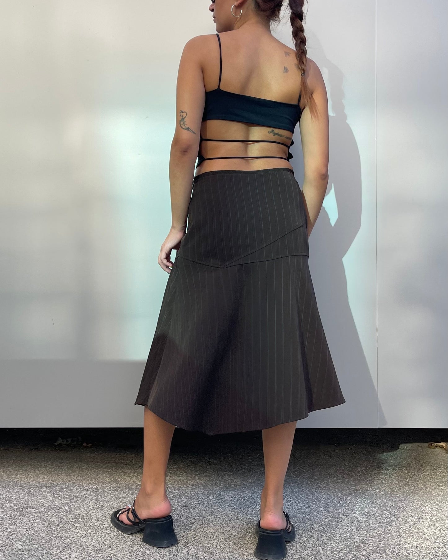 Pinstripe midi skirt