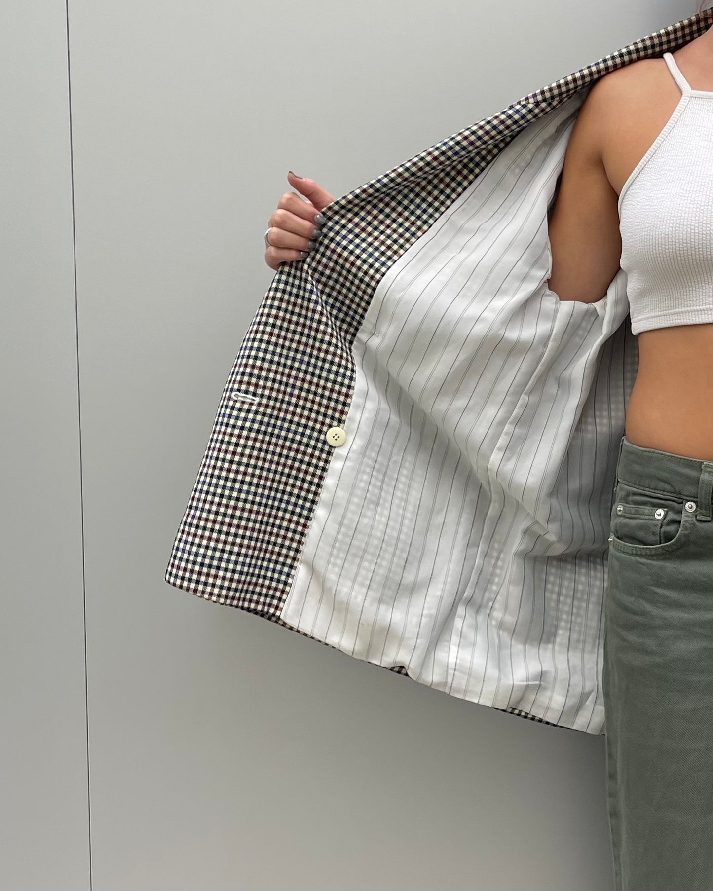 Double breasted checked blazer