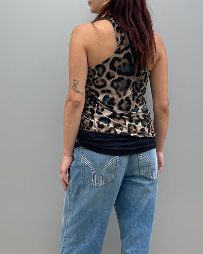 Draped leopard print top