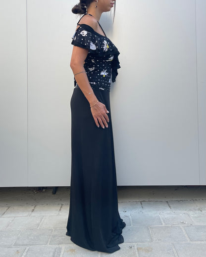 Halter tie back maxi dress