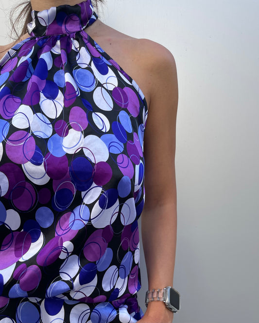 Halter neck balloon mini dress