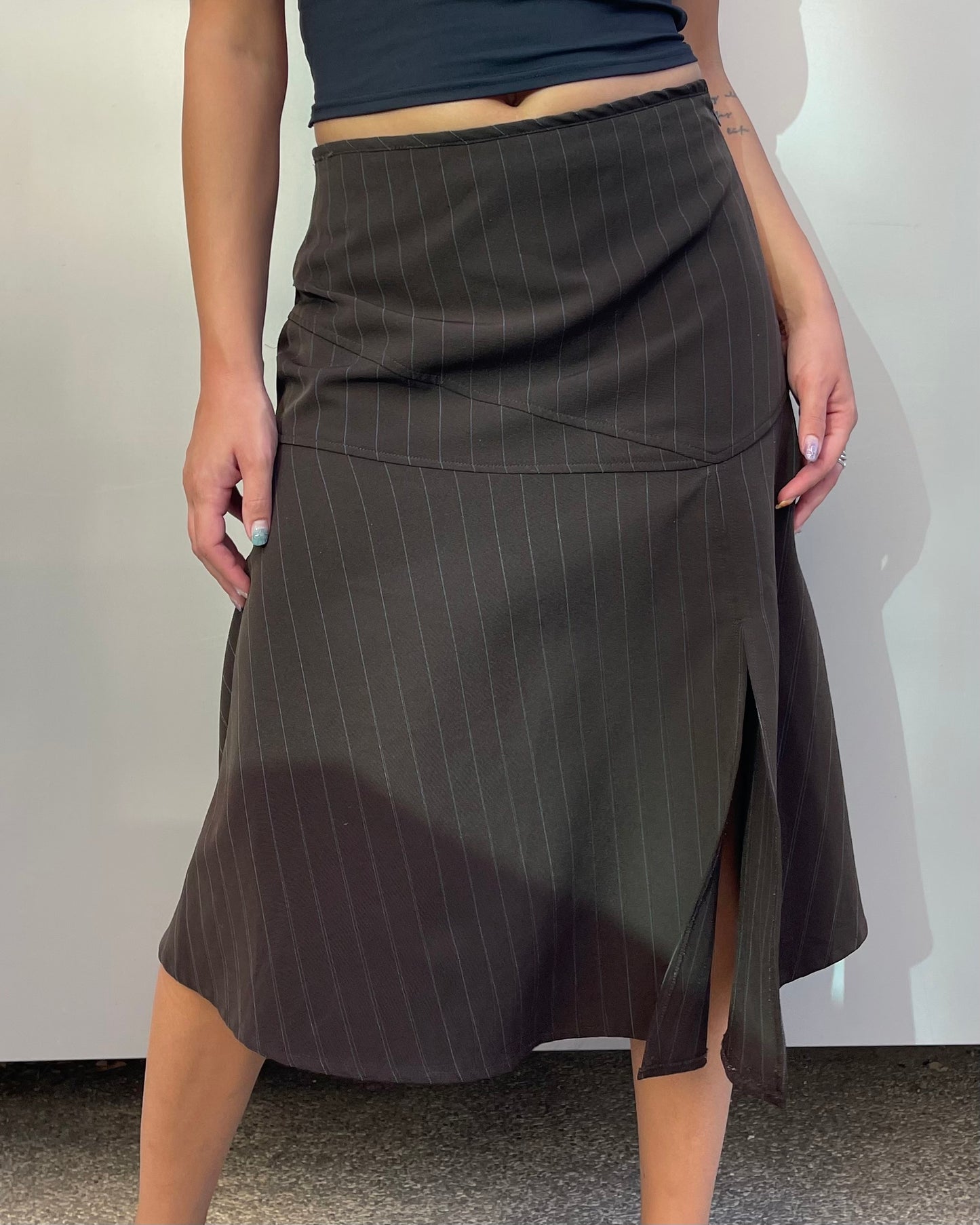 Pinstripe midi skirt