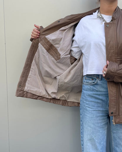 Real leather bomber jacket