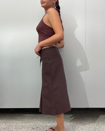 Lace-up midi skirt