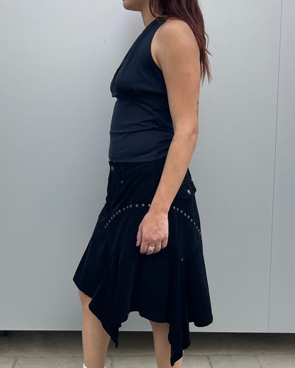 Asymmetrical corduroy skirt