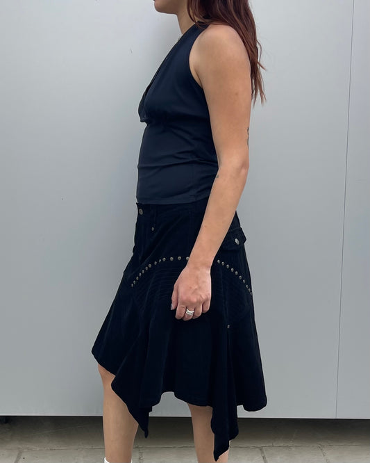 Asymmetrical corduroy skirt
