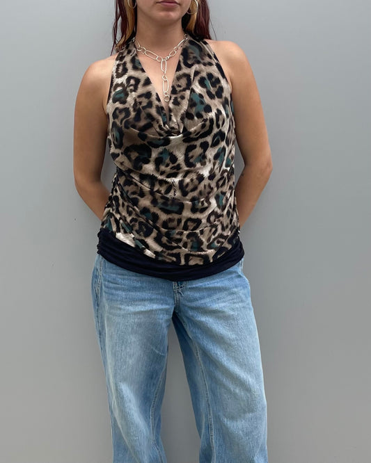 Draped leopard print top
