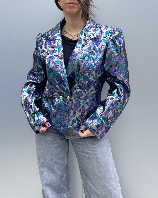 Metallic cropped blazer