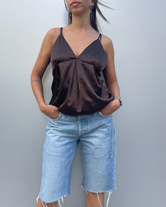 Balloon satin tank top