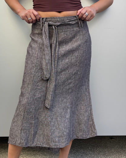 Linen midi skirt