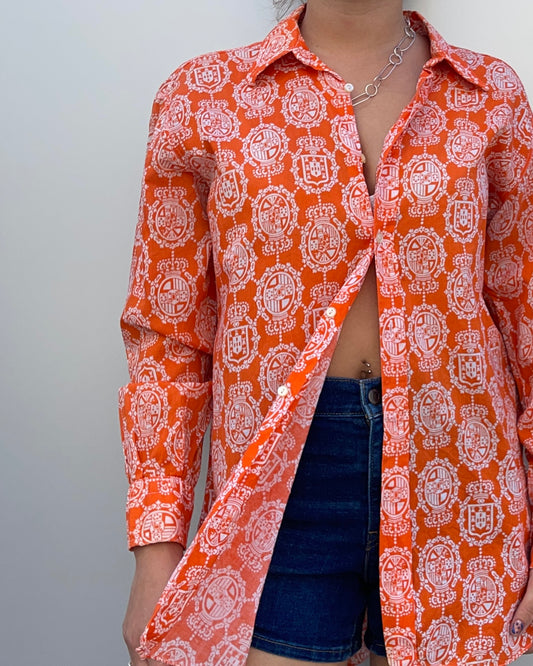Mesh patterned l/s shirt