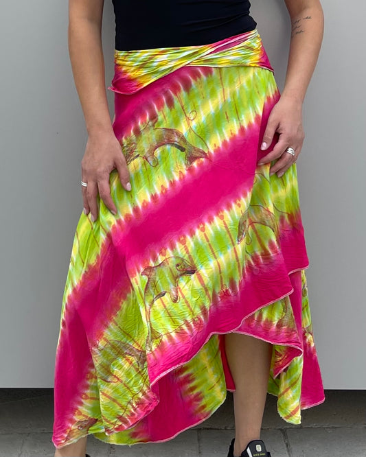 Asymmetrical midi wrap skirt