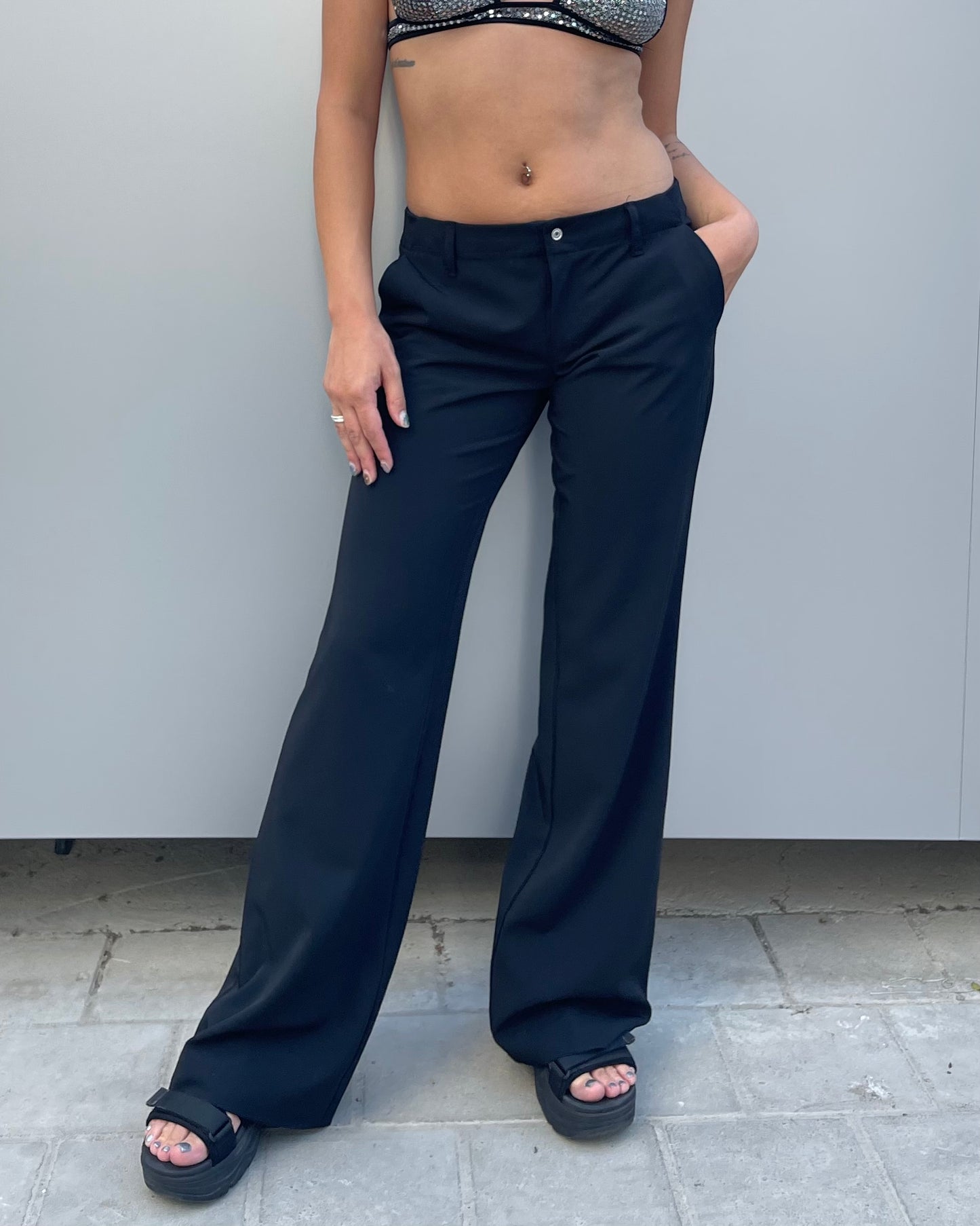 Flared low rise pants