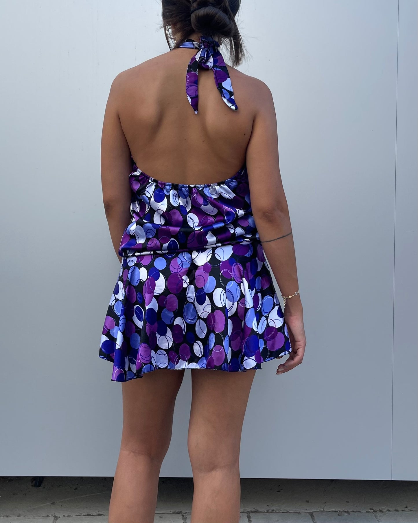 Halter neck balloon mini dress
