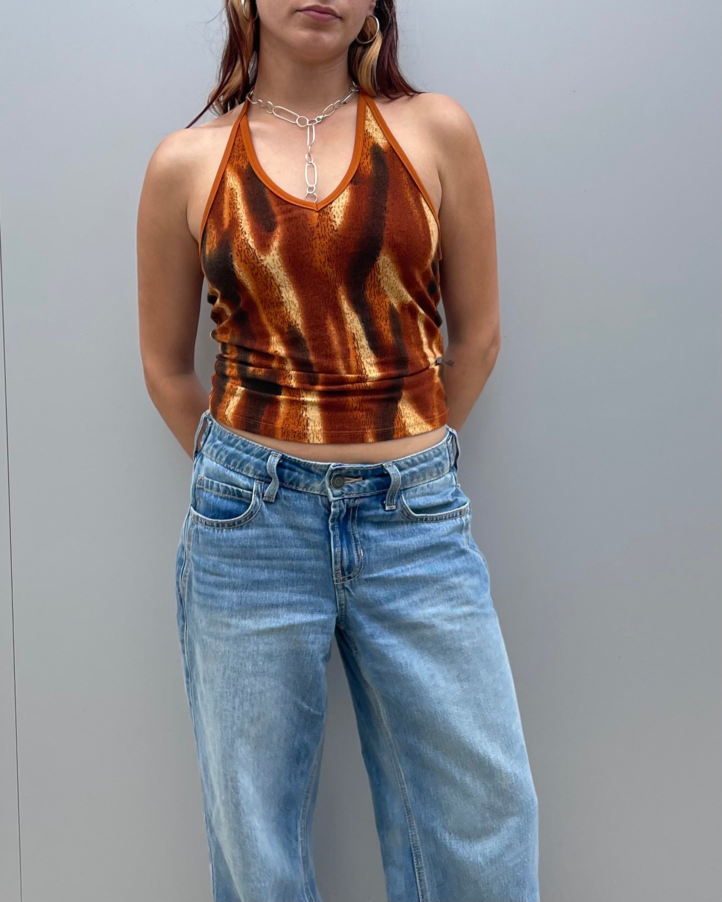 Printed halter top