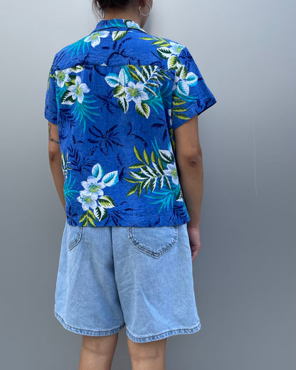 Floral cropped s/s shirt