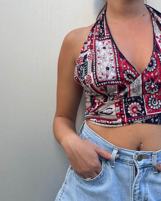 Halter wrap tie top