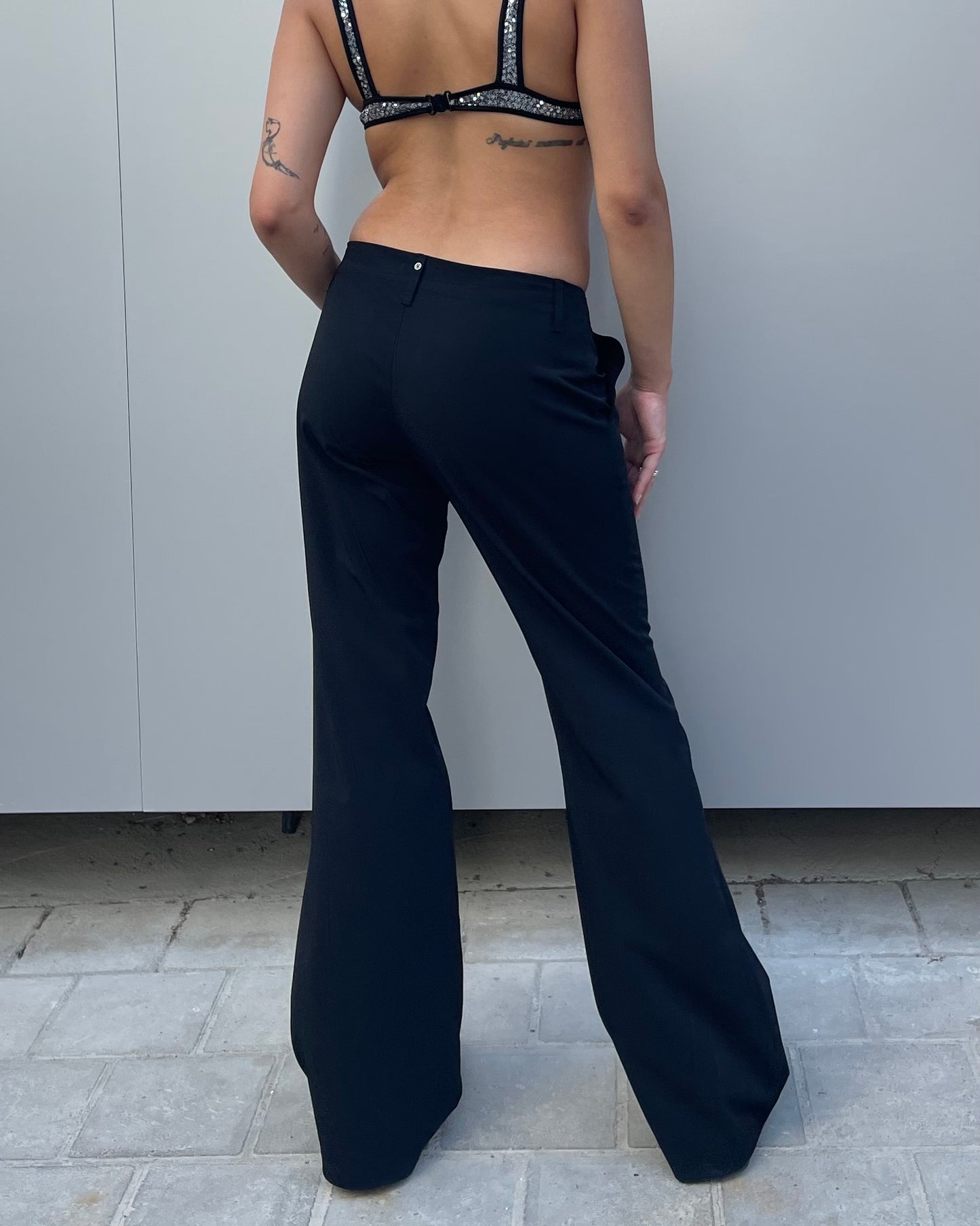 Flared low rise pants