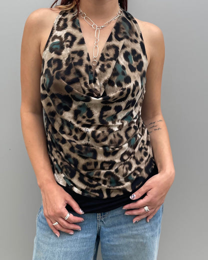 Draped leopard print top