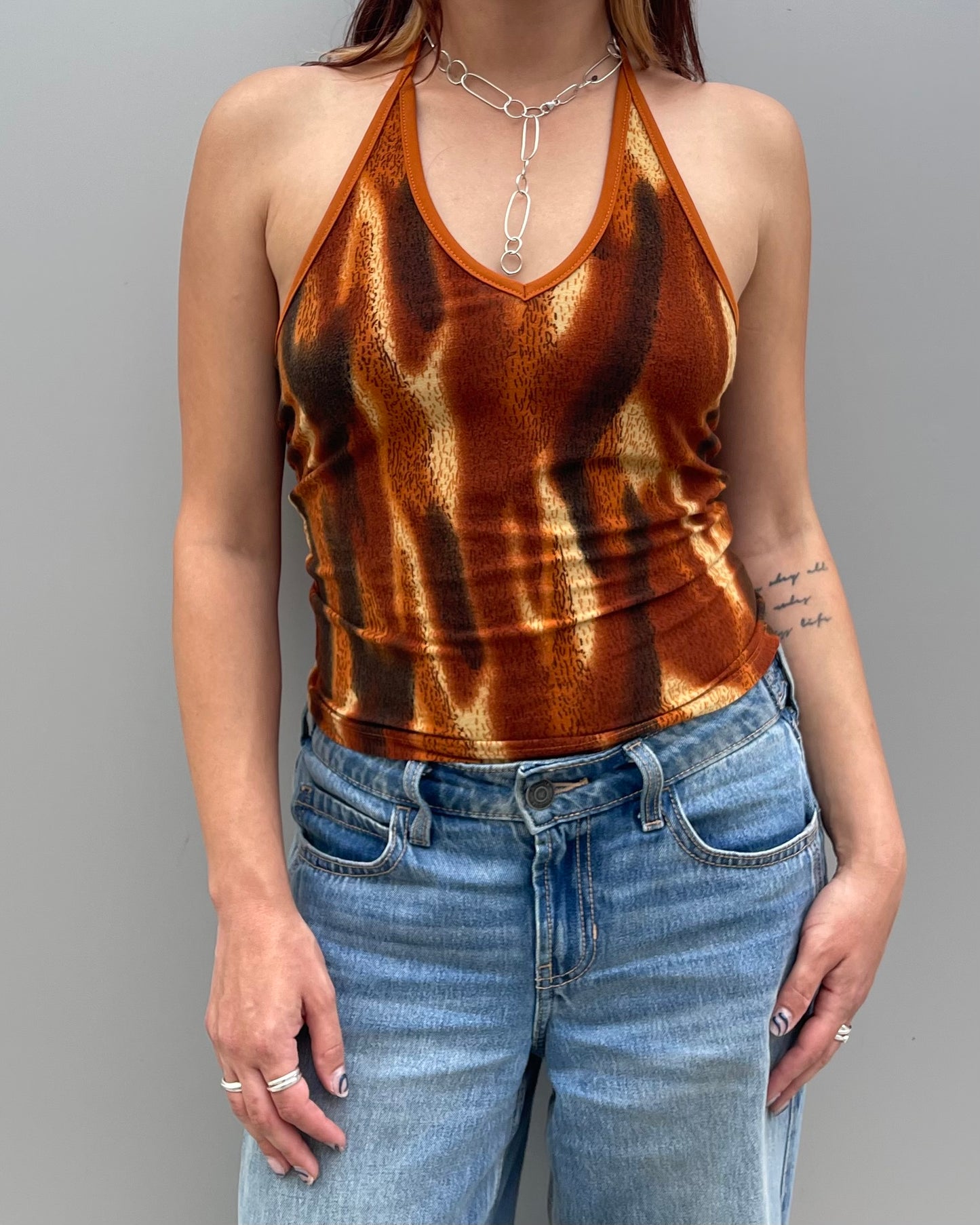 Printed halter top