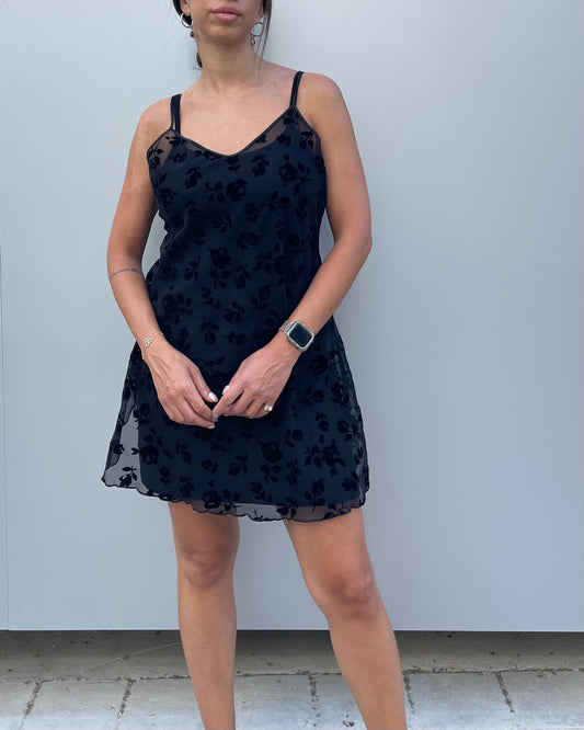 Mesh floral mini dress