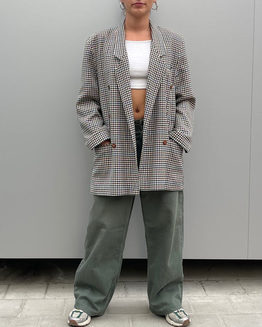 Double breasted checked blazer