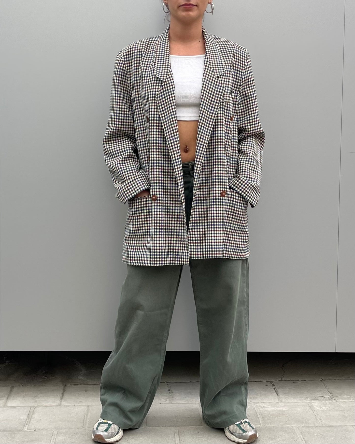 Double breasted checked blazer