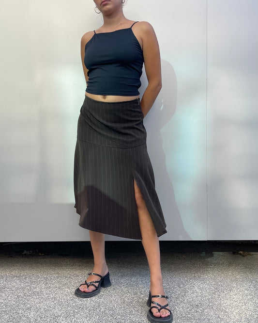 Pinstripe midi skirt