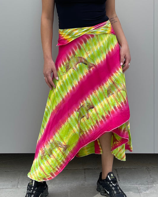 Asymmetrical midi wrap skirt