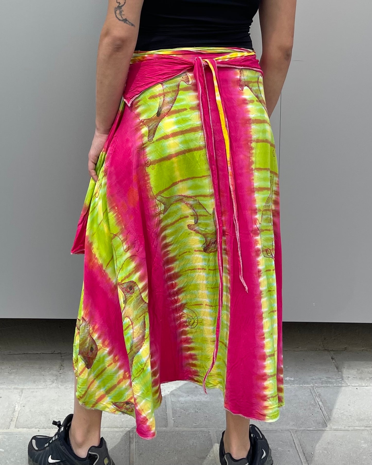 Asymmetrical midi wrap skirt