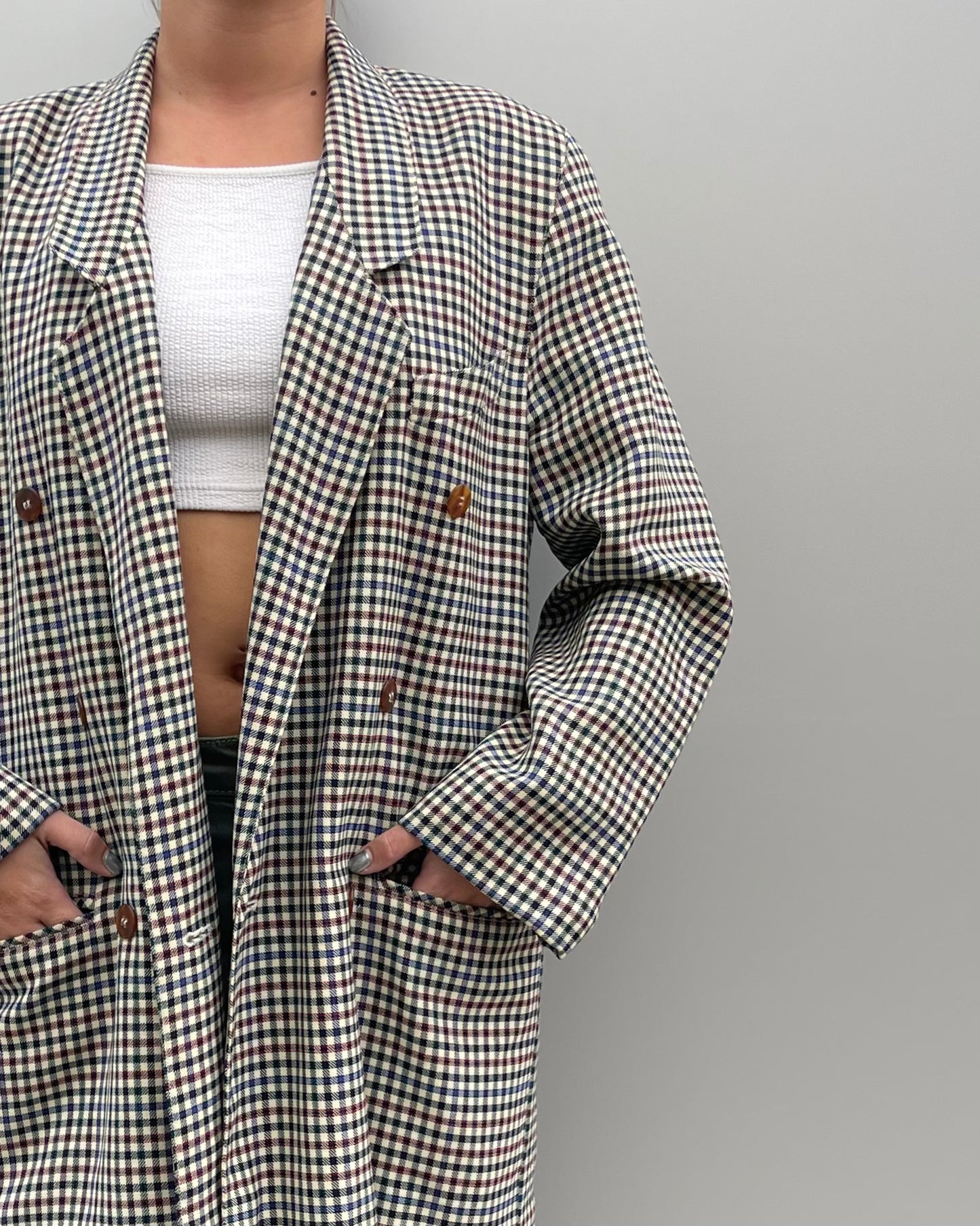 Double breasted checked blazer