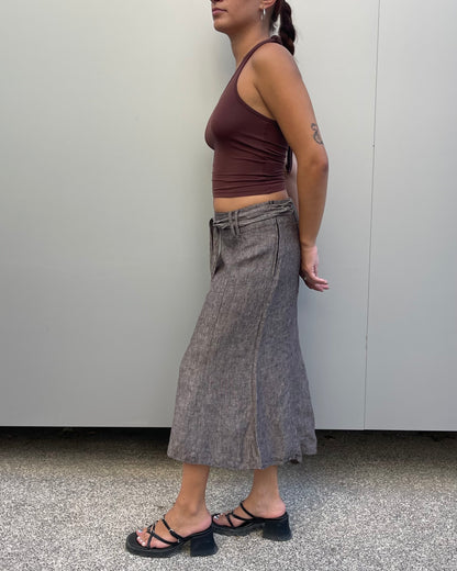 Linen midi skirt