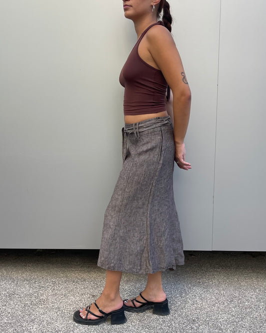 Linen midi skirt