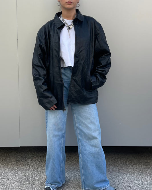 Real leather bomber jacket