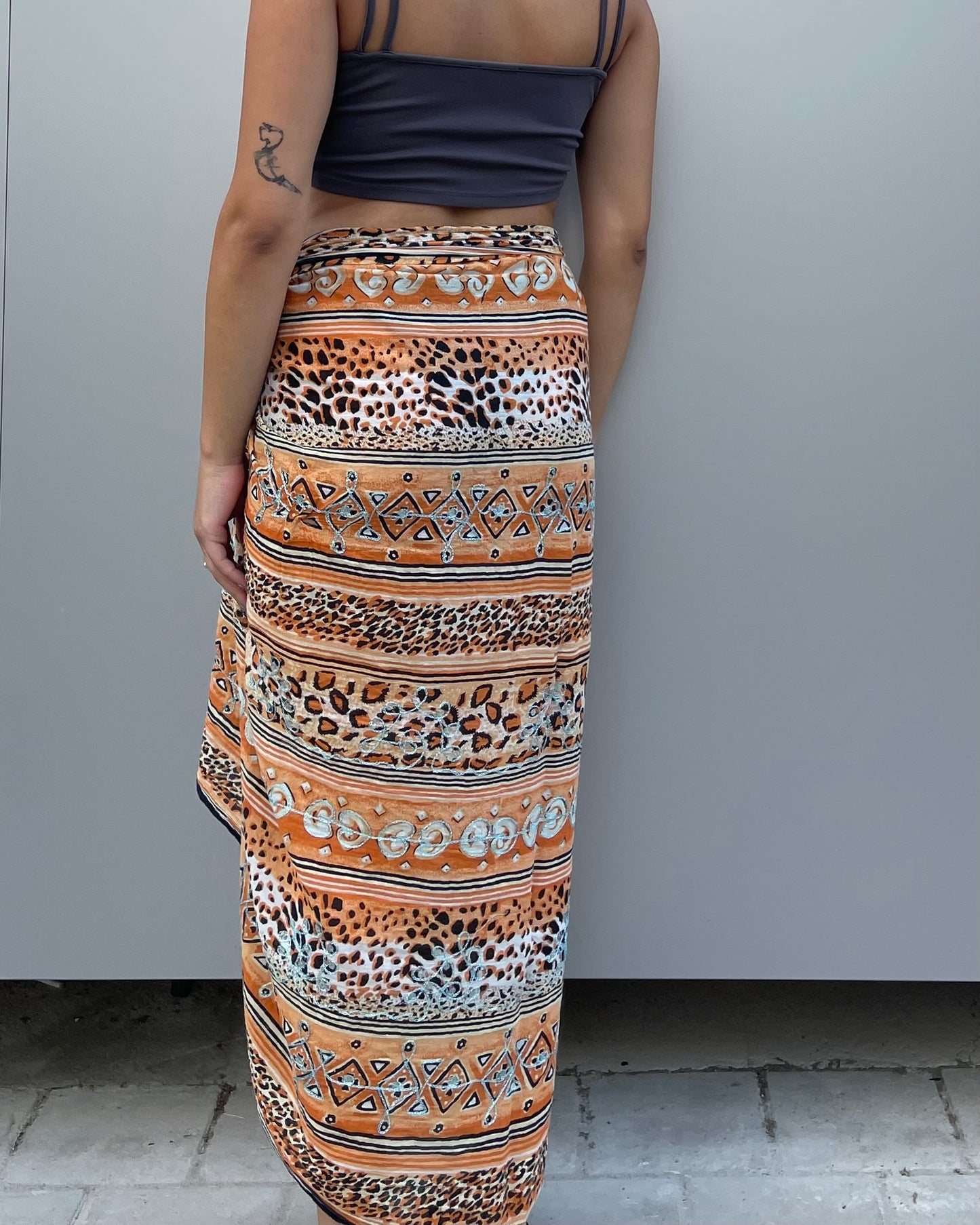 Leopard print mesh pareo