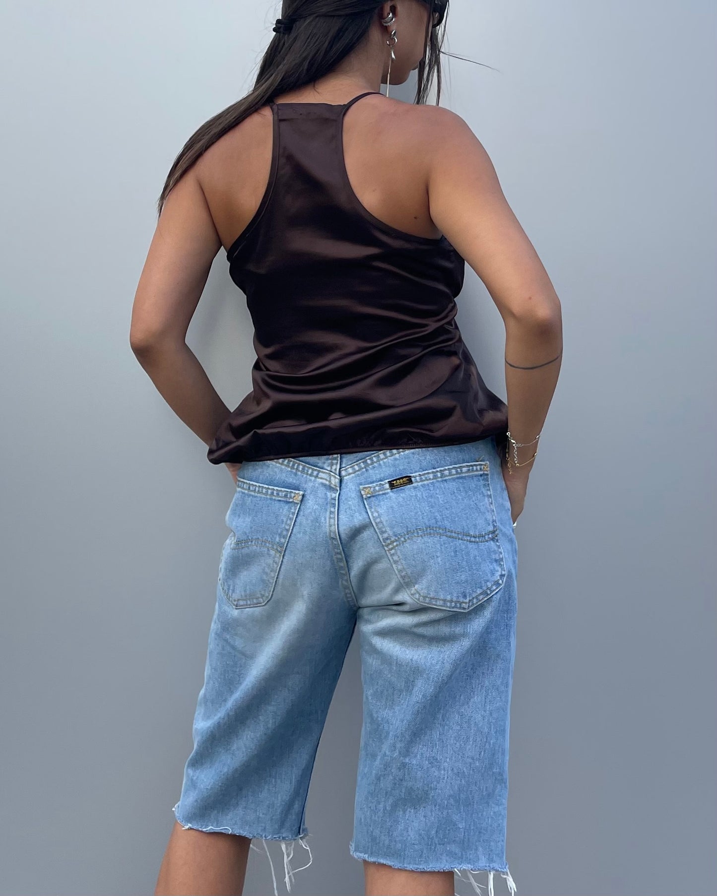 Balloon satin tank top