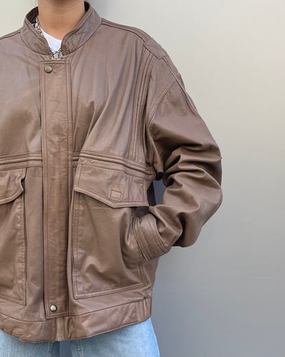 Real leather bomber jacket